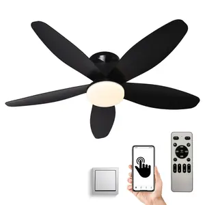 Ceiling Fans with Lights, 36 inch Low Profile Ceiling Fan with Light and Remote Control, Flush Mount, Reversible Motor, Dimmable, Noiseless, Black Ceiling Fan for Bedroom, Indoor/Outdoor Use