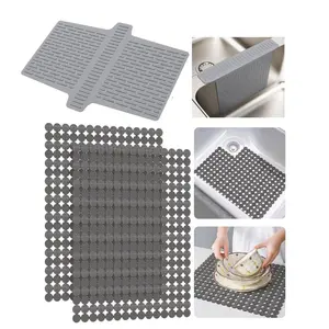 3Pcs Sink Protectors Mat for Kitchen Sink - Adjustable Kitchen Sink Mat Fast Draining - Dish Drying Mat for Dishes And Glassware - Easy to Clean & Diy Cut (15.7 x 11.8 inch Grey) - Home Improvement.