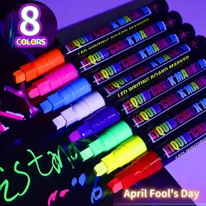 8pcs Washable Liquid Chalk Markers, Neon Chalk Pens, Drawing Markers for Blackboard, Glass, Window, Car & Pub Signs, Wet Erase, Chisel Tip