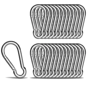 25 Pcs 1.97 inch Carabiner Clip Hooks Set,Stainless Steel Spring Snap Hook Fits Camping Hiking,Metal Clips for Rope Chain Keys Rings,Christmas Party Gifts,Hand Tools Kits