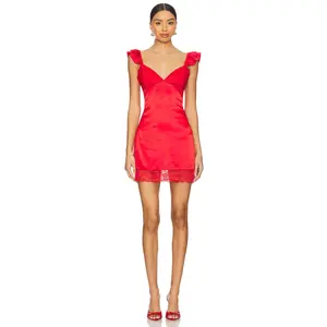 MORE TO COME Kira Lace Mini Dress in Red