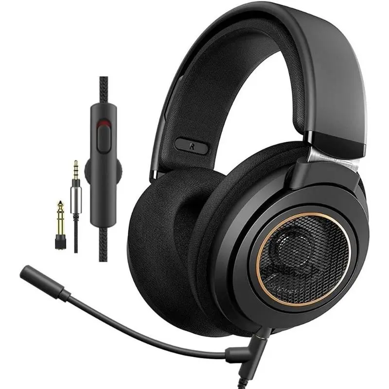 PHILIPS SHP9600MB Over-The-Ear Open-Back Stereo Headphones with Detachable Mic, Adjustable Headband, Cable, Audio Jack - Studio Monitor for Recording, Mobile/PC DJ Use (Piano, Guitar Compatible)
