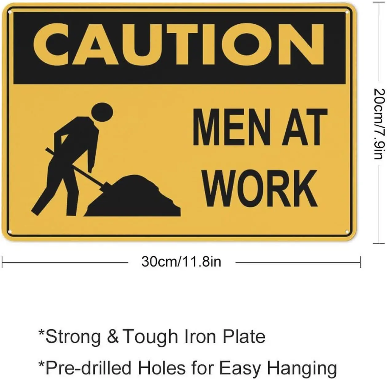 Caution Men At Work Sign Safe Sign, Signs Outdoor, 12 X 8 In, Sign For Home, Business, Driveway Alert