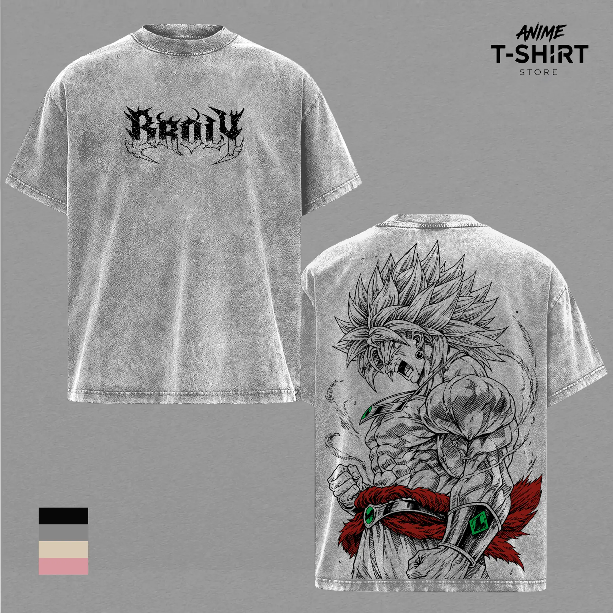 Broly The Legendary Vintage Washed Oversized Graphic Tee, DBZ Double Printed T-Shirt, Heavyweight Cotton Unisex Streetwear Top, Gym Pump Cover, Gift for Anime Fans