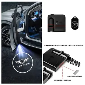 4-piece Genesis car logo door projection lights, LED welcome courtesy lights. They can be pasted and used immediately with non-destructive installation, and are suitable for Genesis G70, G80, G90, GV60, GV70, GV80.