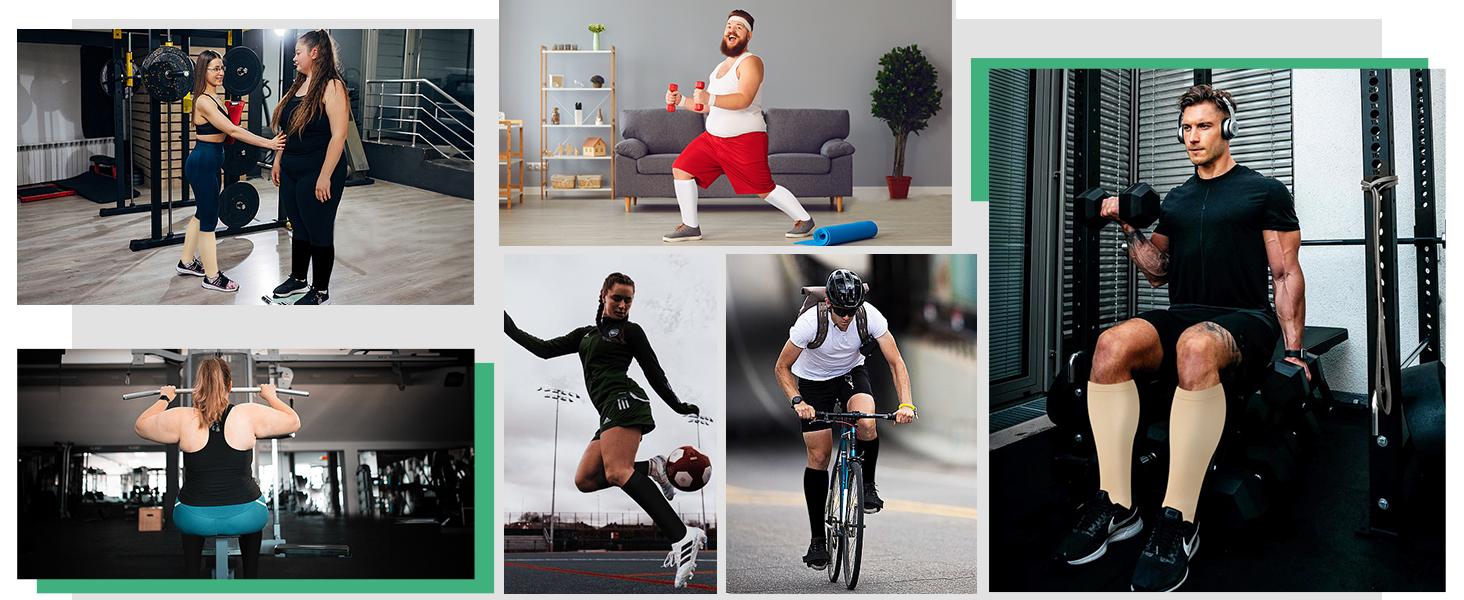 STANDWAY 4 Pairs Compression Socks for Men & Women, Wide Calf and Below-the-Knee Design, Promotes Circulation - Ideal for Running and All Sports.