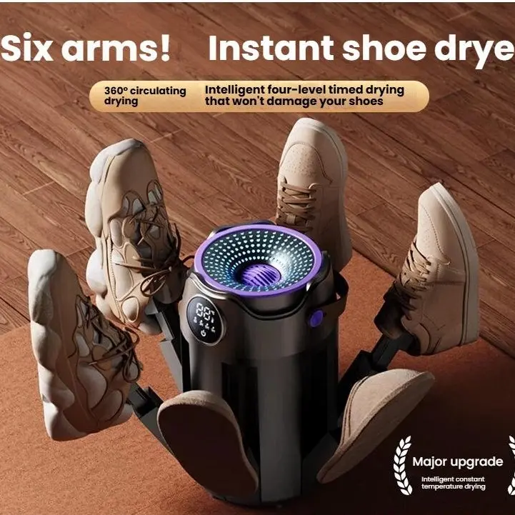 6-Arm Foldable Timed Constant Temperature Shoe Dryer, Home Household Clothes & Shoe Drying Appliance