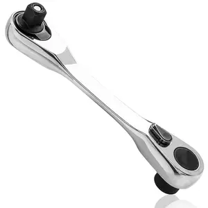4.1in Ratchet Wrench 1/4 Inch Mini Double Headed 72 Tooth Drive Socket (Bits Not Included), Ratchet Set Rotator Practical Accessories Tool, 5 Degrees Quick Install Release