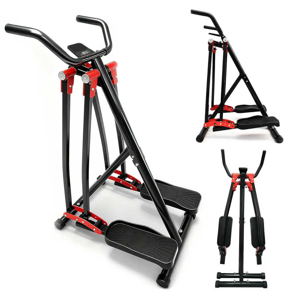 Foldable Air Walker Elliptical, Compact Low-Impact Home Fitness Equipment for Full-Body Cardio, Unisex Air Glider with LCD Monitor for Home Gyms