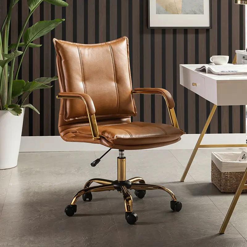 【Home Makeover】HULALA HOME Michele Modern Office Chair with Arms Height-adjustable Tufted Back Lumbar Support for Living Room & Office