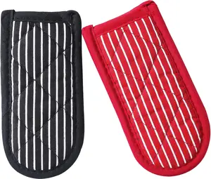 2-Piece Striped Cast Iron Skillet & Pot Handle Covers - Heat-Resistant Kitchen Cookware Accessories, Machine Washable Handle Mitts