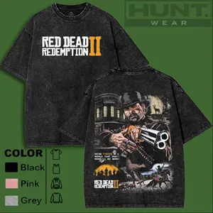 Red Dead Redemption 2 Washed Graphic Tee, Vintage Design T-shirt gifts men shirt Cotton Fabric Soft Top Menswear streetwear Unisex Clothes