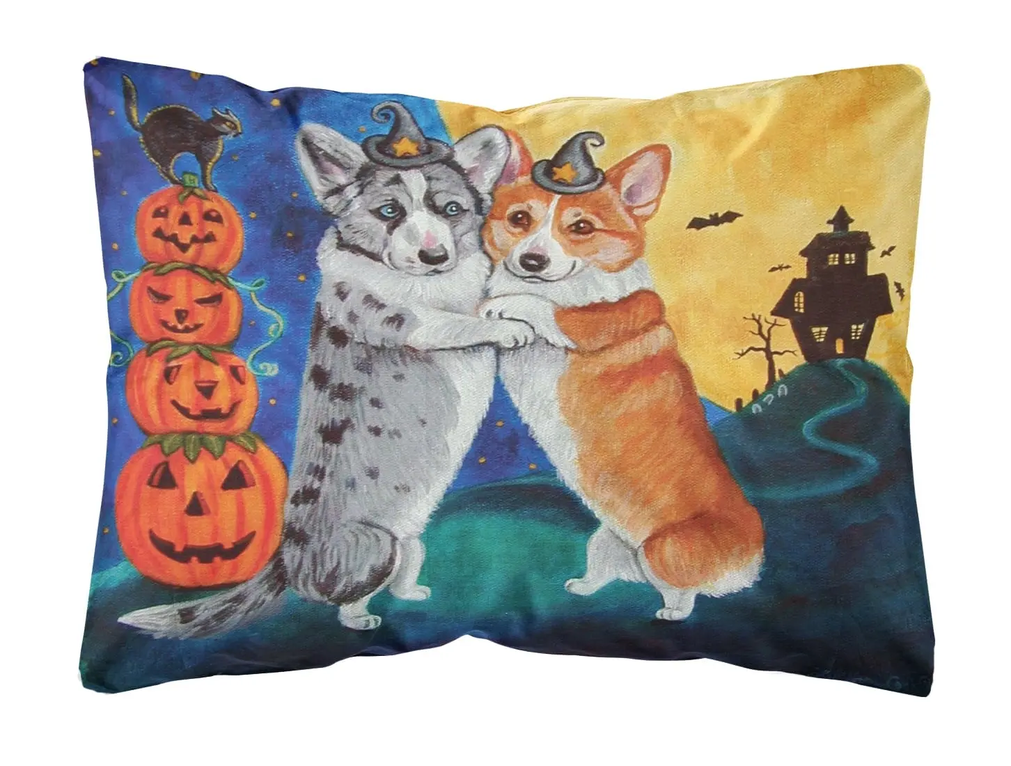 Corgi Halloween Spooky Fun Fabric Decorative Pillow, 12x16in, Fade-Resistant, Stain-Resistant, Mildew-Proof, Machine-Washable Soft Furnishing for Room Decor, House Decor