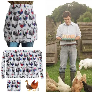 Chicken Pattern Apron, Novelty Cooking Aprons, Apron with Pockets, 1 Count Multi-pocket Egg Collection Apron, Farm Animal Pattern Apron for Chicken Farm, Home Care Supplies
