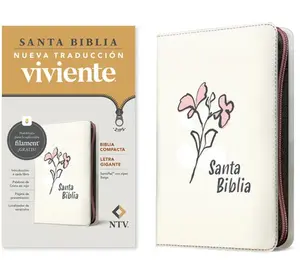Biblia Compacta Ntv, Letra Gigante de Zíper Con Filament (Sentipiel, Beige, Letra Roja) -- Tyndale - Bible