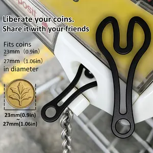 2pcs Supermarket Cart Unlock Tool, Cart Token, 3D Plastic Material, Suitable for Supermarket Cart Unlock & Release, Portable & Reusable, Supermarket Accessories, Compact and Sturdy Structure, Chain
