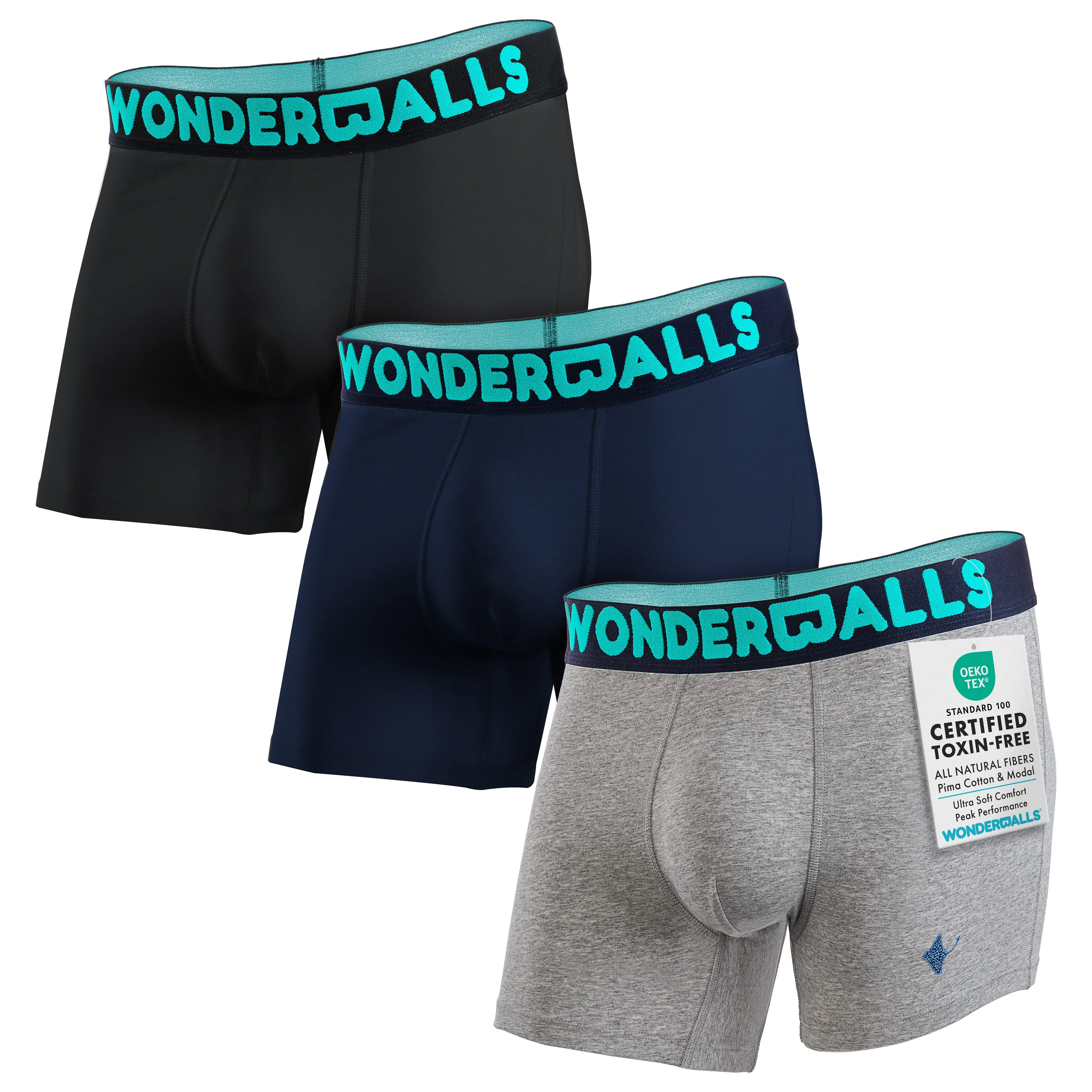 Wonderballs Men's Short Boxer Briefs - Sports Style with Peruvian Pima Cotton & Austrian Modal for Softness & Comfort