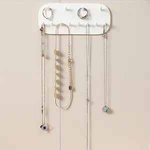 Plastic Wall-Mounted Jewelry Storage Rack, Modern Solid Wall-Hanging Home Jewelry Organizer, No-Drill Ring Earring Necklace Holder