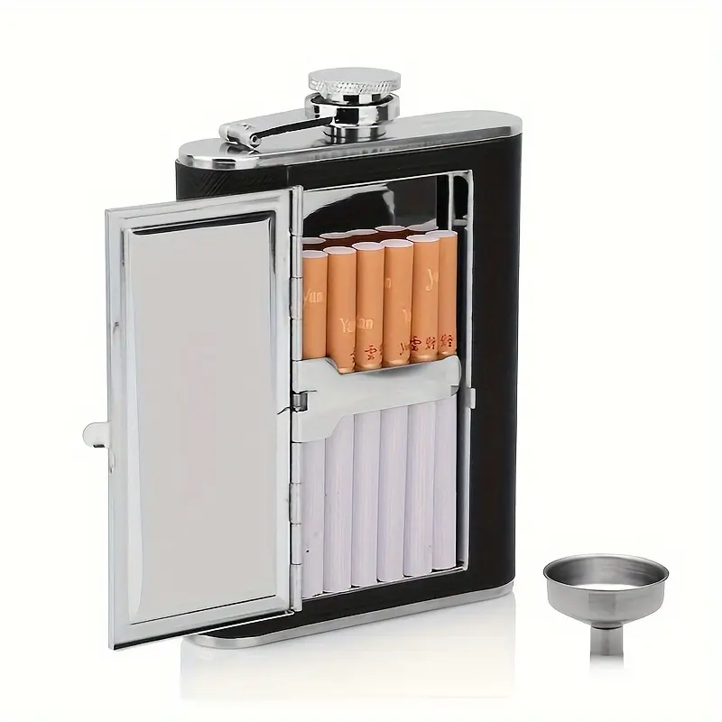 5oz 304 Stainless Steel Whiskey Flask Set - Portable Black Drinking Drinkware with Creative Case and Funnel, Ideal Gift for Whiskey Enthusiasts