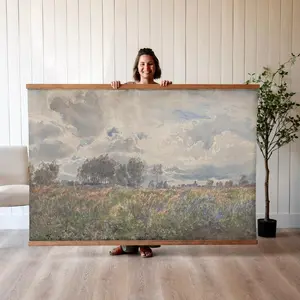 vOversized Vintage Watercolor Wildflower Field Tapestry Wall Art (Canvas)