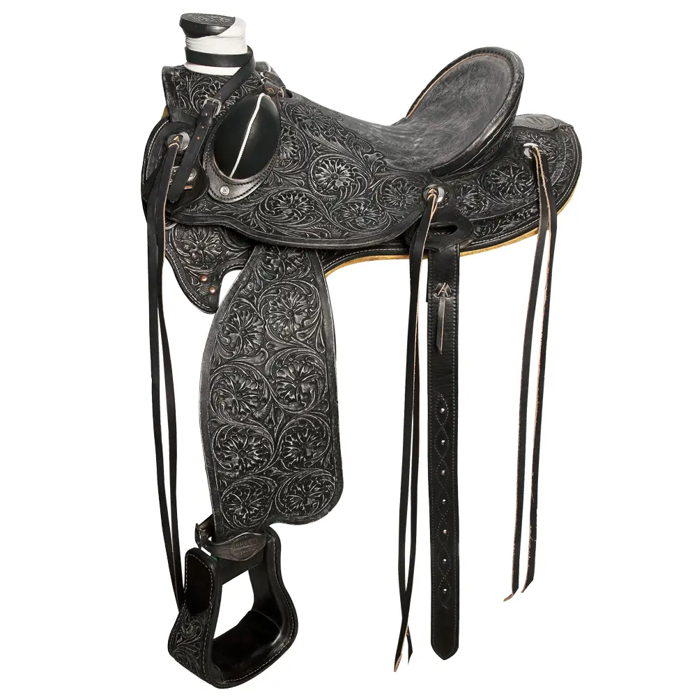 HILASON Western Horse Wade Saddle American Leather Ranch Roping Antique Black | Hand Tooled & For Horses