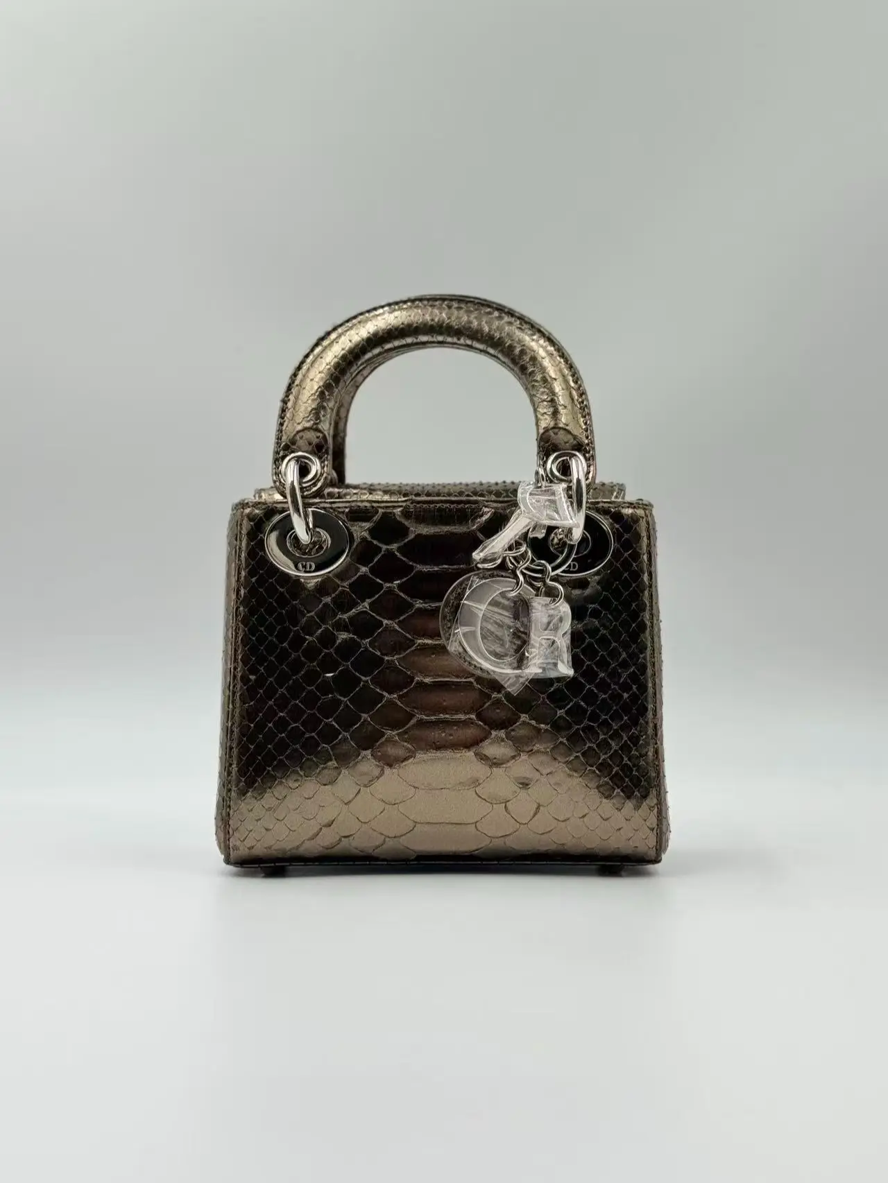 Pre-owned Dior leather Tote Bags Christian Metallic Lady Dior
