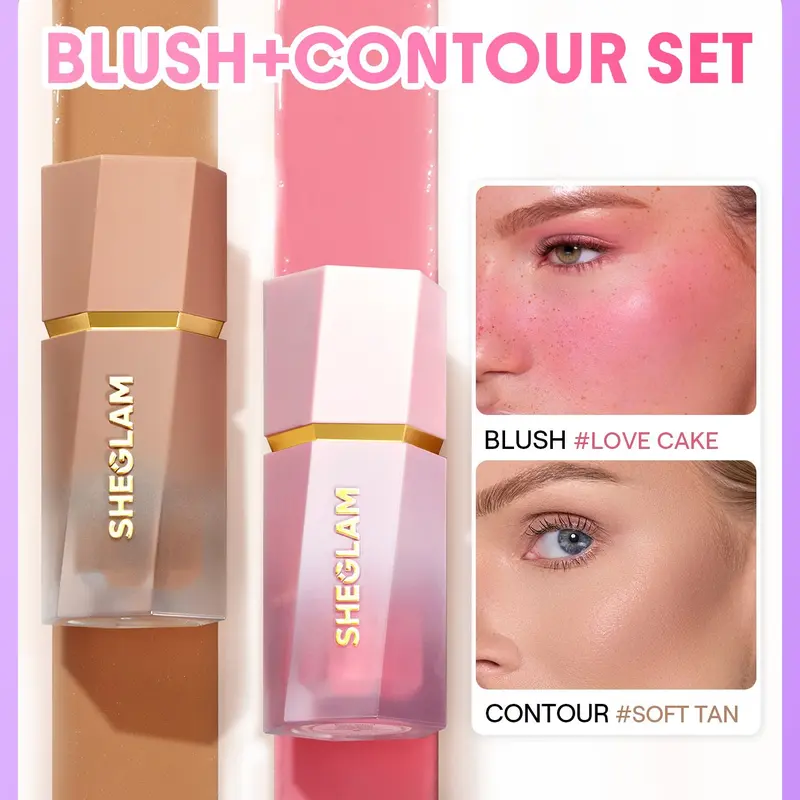 【FREE SHIPPING】SHEGLAM Color Bloom Liquid Blush Lightweight Dewy Finish Sun Sculpt Liquid Contour Glow Bloom Liquid Highlighter Long Lasting Smooth