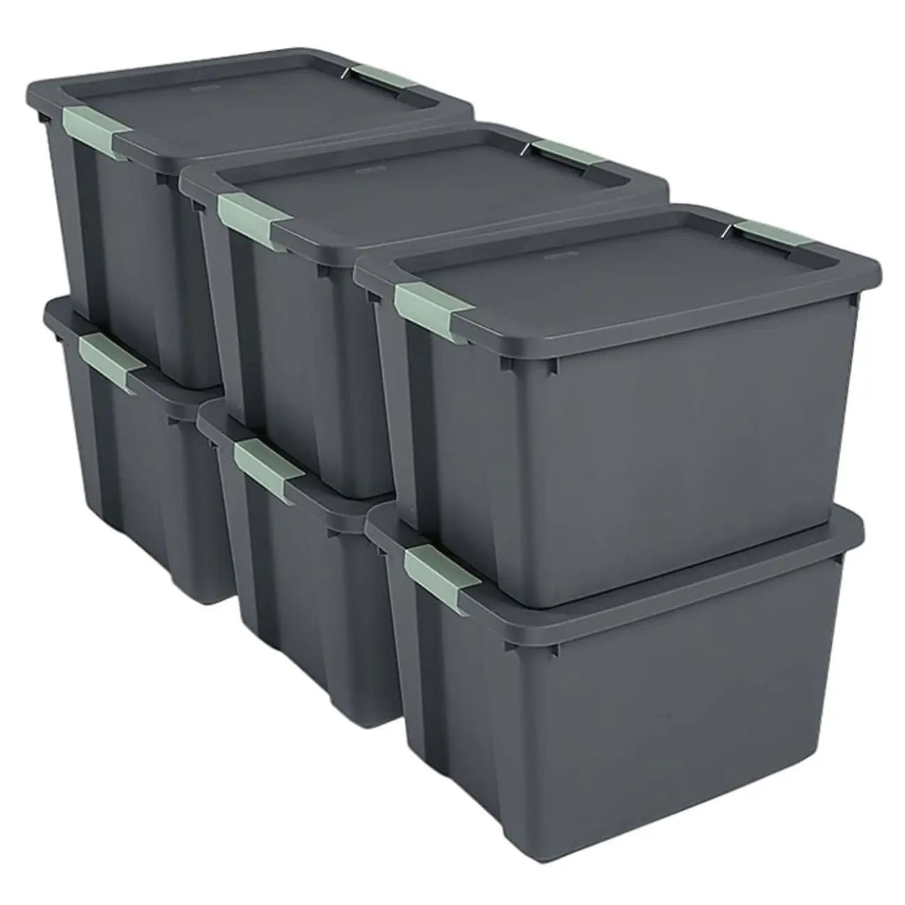Sterilite 20 Gallon Latching Storage Tote, Plastic, Flat Gray, 6/Carton (22173V06)