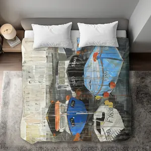 Begin Home Decor C1DCKSW0QL77MW Color Fading Rain King Size Duvet Cover - Marine Livingroom Decor