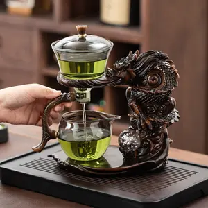 Creative Dragon Design Glass Tea Set, 1 Set Glass Tea Cup Set, Tea Making Tool for Home Office Use, Tea Pot Set