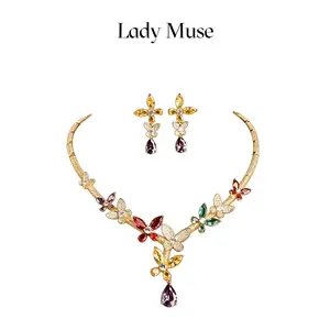 925 Silver Lab-Created ECO Diamond Seven-Color Gold Set, Suitable for Parties/Dinners/Gifting