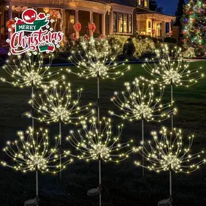4pcs Solar Firework Lights, Multi-Color 480 LED Landscape Lights | 8 Lighting Modes, Outdoor Decoration for Halloween, Weddings, and Christmas yulong  shop summervibes