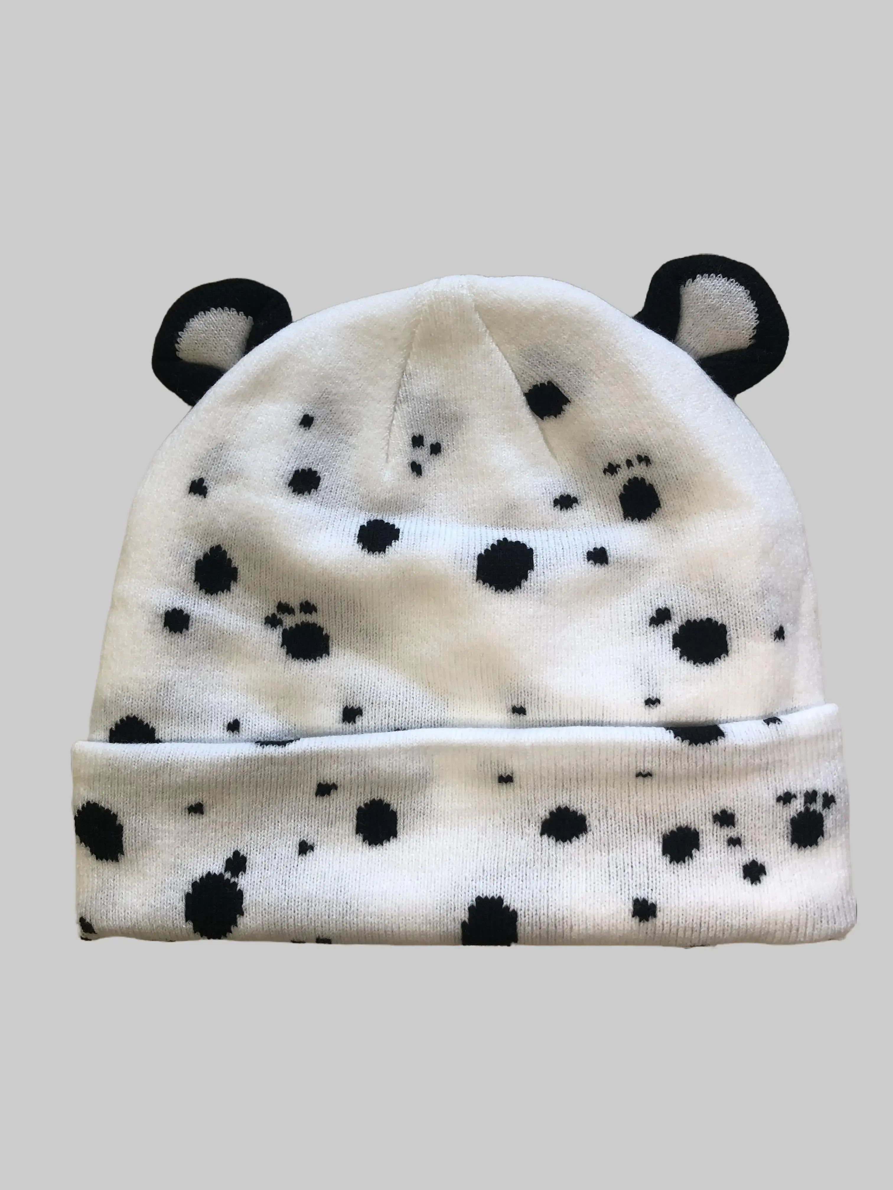 White Paw Ear Satin Lined Beanie - Anime Inspired Streetwear Winter Caps for men and Women, Cuffed Beanies, Jacquard Designs