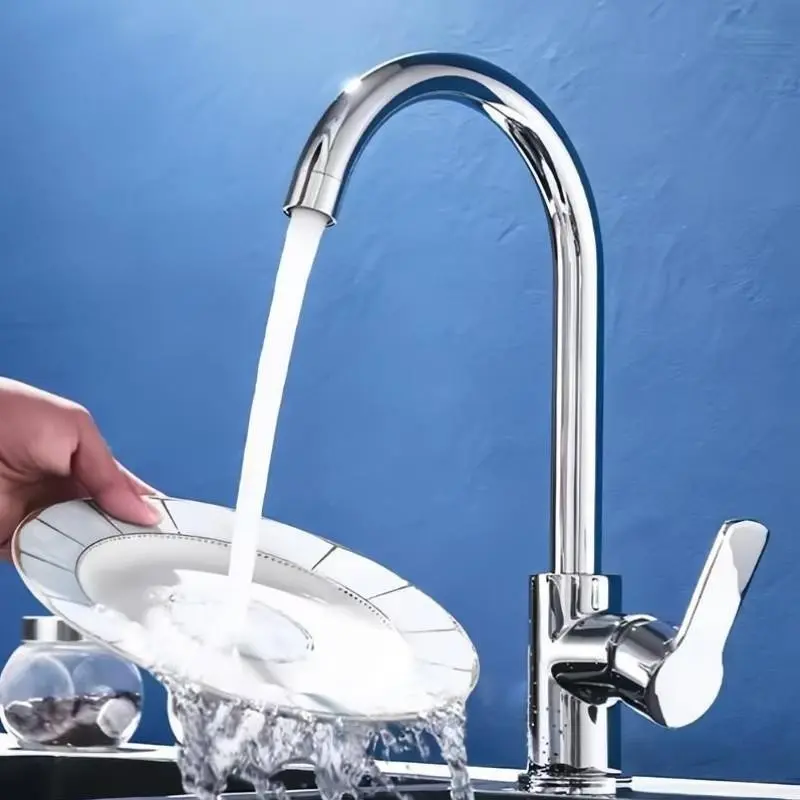 Full Copper Valve Switch Kitchen Sink Faucet, Single Handle Cold Hot Water Mixer Tap, Loft Bathroom Faucet, Durable and Stylish Design