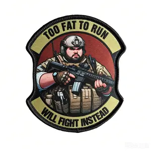 ' Too Fat to Run' Velcro Patch, Tactical Emblem for Outdoor Gear, High-Definition Print, Morale Patch, Tactical Equipment Decoration, Fight Instead