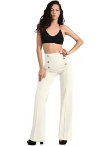 NE PEOPLE Womens High Waist Sailor Bell Bottom Long Pants Made in USA S-3XL