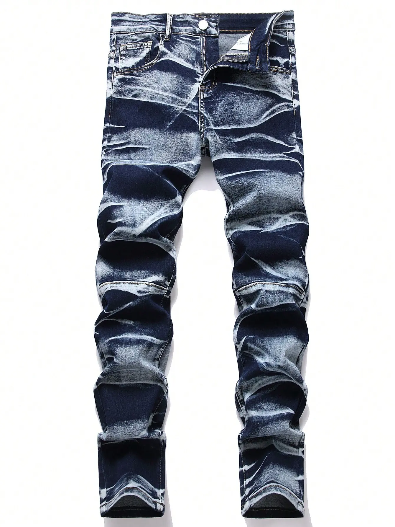Men's Jeans Washed Blue Denim Pants Stretch Streetwear Y2k Clothing Menswear Breathable Casual Trousers Pocket summer clothes gifts for him