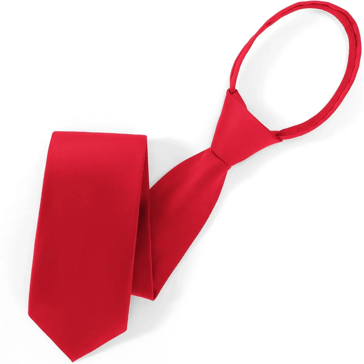 Men's Pre-Tied Adjustable Black Zipper Plain Tie - 3.15" (8cm) Solid Color, Ideal for Business, Cocktail Party, Perfect Gift for Husband, Plain Ties