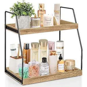 Lzhevsk 2-Tier Bathroom Countertop Organizer Vanity Tray, Bathroom Countertop Storage Shelf Cosmetic Organizer Holder, Bathroom Tray for Counter