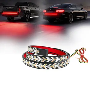 60-Inch Fishbone Triple Row LED Tailgate Light Bar Strip with Fall Warning Signal Waterproof Arrow Turn Signals for Pickup Car Truck RV Vehicle Caravan Camper Van Off Road Car Accessory Decor