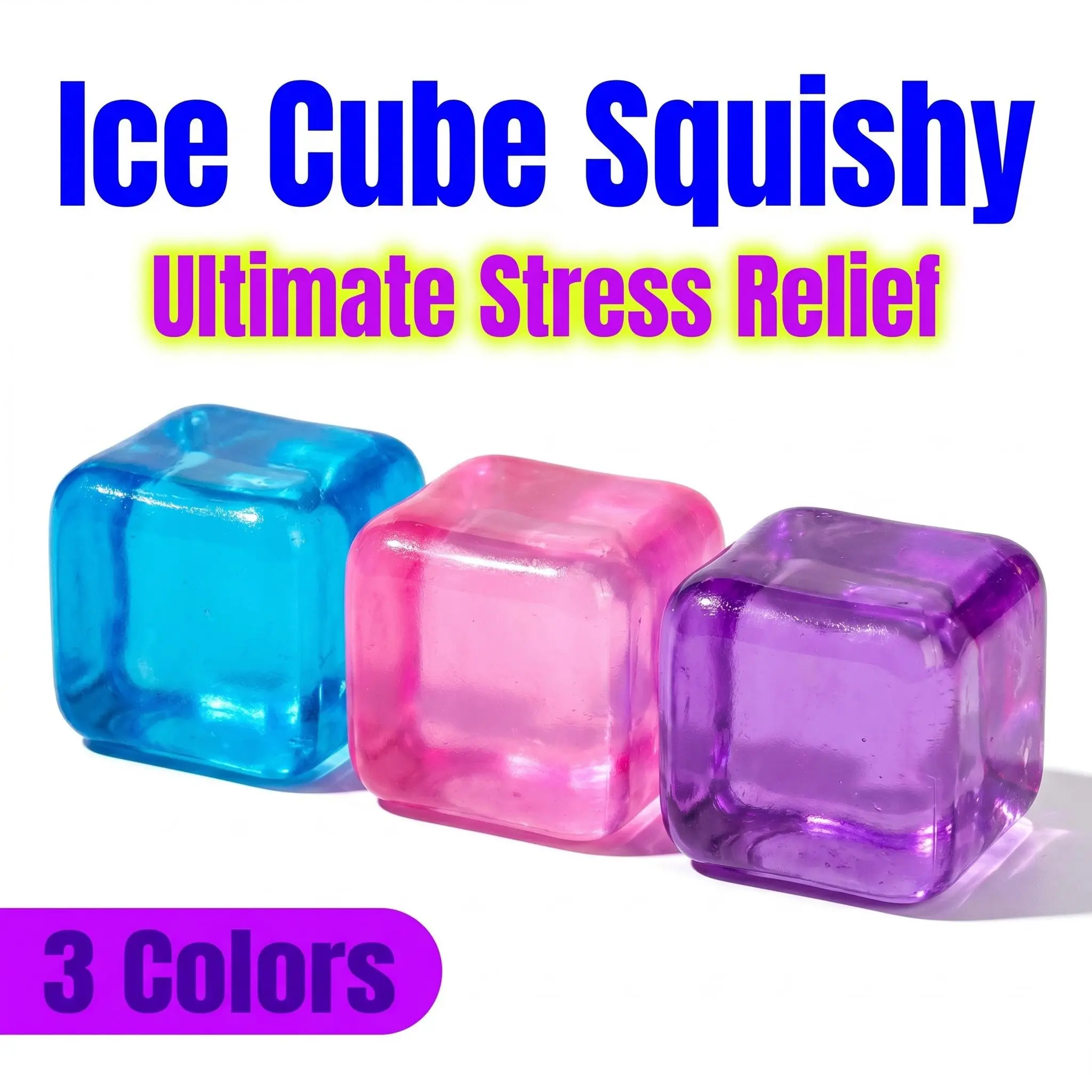 Sensory Stress Relief Squishies - Soft Gel Cube & Jellyfish Squishy Toys, BPA-Free Safe Materials, Pocket-Sized Developmental Aid for 12+ Years Old Learning/Work, Depression & Irritability Management Gift