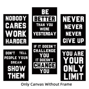6Pcs/Set Unframed Art Print Quote Prints Inspirational Office Canvas Poster, Motivational Quotes Encouraging Sayings Wall Art, Modern Home Decor, Room Decor, Waterproof Canvas Wall Art, Wall Decor Pictures for Living Room, Home And Dormitory Decoration