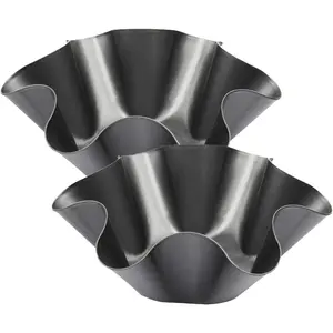 2-Pack 8.5" Nonstick Taco Shell Molds - Carbon Steel Tostada & Tortilla Bowls for Frying - Oven Safe Taco Shell Maker - Perfect for Salad Bowls, Nachos, Appetizers - Heavy Duty & Dishwasher Safe