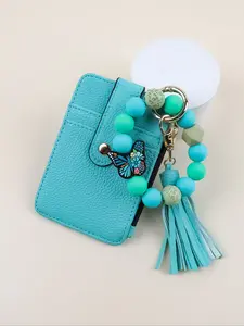 Fashion Sweet Beaded Wrist Keychain, Butterfly Pendant Design, Card Holder & Key Organizer, Perfect Gift for Mom & Friends, Keychain Jewelry, Trendy Cute Keychain, Gifts For Women