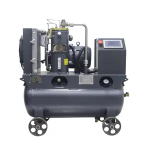 10HP/7.5kw Variable Speed Frequency Rotary Screw Air Compressor with 30 Gallon Tank and Casters, 230V/60hz/single Phase/38CFM@116PSI Two in One Movable Air Compressor