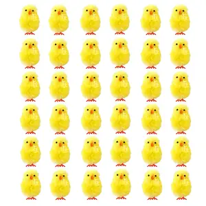 36Pcs Simulation Cute Yellow Fuzzy Mini Easter Chicks, Festive Egg Hunt Basket Fillers, Party Supplies Party Favors Toys for Home Festive Decor