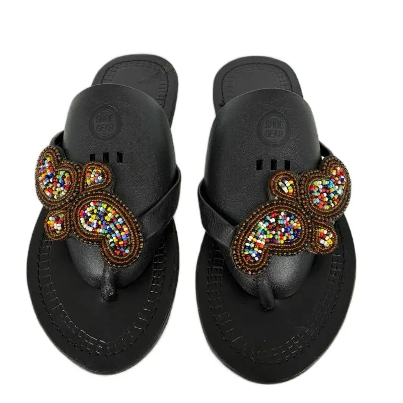 African women’s Beaded Black Sandals