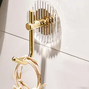 4pcs Upgrade Your Home Organization with Luxury Design Contemporary Aesthetic Self Adhesive Acrylic Wall Hooks - Waterproof Towel & Coat Holder!