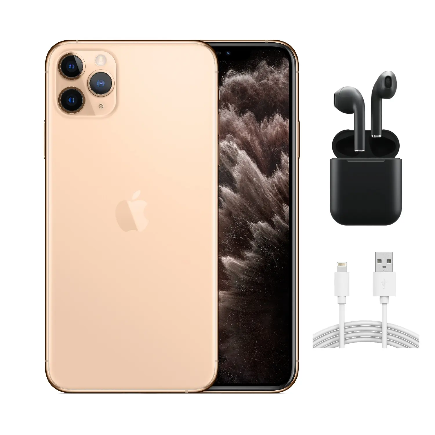 Refurbished iPhone 11 Pro Max (Unlocked)-Acceptable Condition with Wireless Earbuds & 1 Year Warranty  A2161