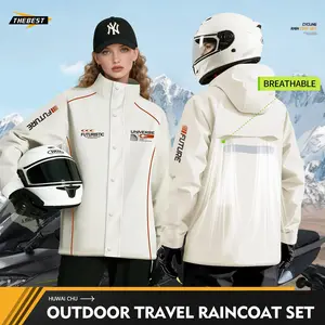 Outdoor Waterproof Raincoat Set, Rain Suit, Hooded Jacket + Long Pants, Thick Durable Reusable, Workwear for Construction, Cycling, Cleaning
